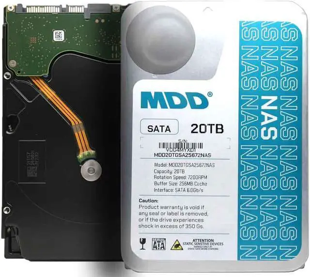 Main image of MDD 20TB 7200RPM 256MB Cache SATA 6Gbps 3.5" Internal NAS Hard Drive (RAID, NAS) - OEM