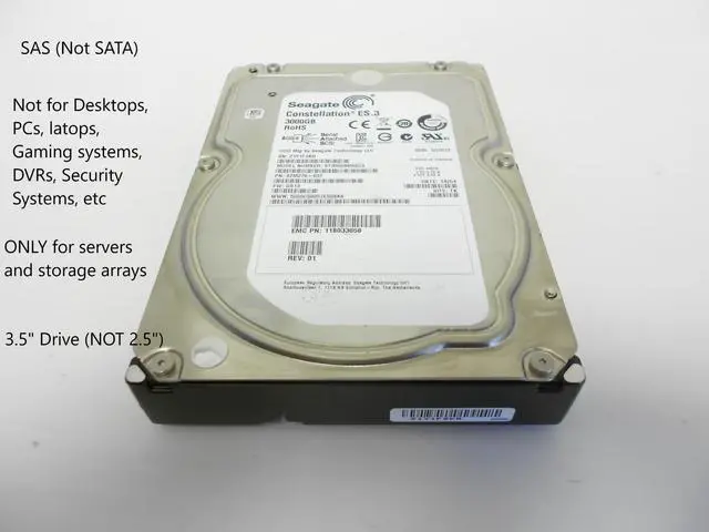 Main image of (NOT FOR HOME PC!) Seagate 3TB 7.2K SAS 3.5" Storage Server Hard Drive 6Gb/s ST3000NM0023 Dell HP