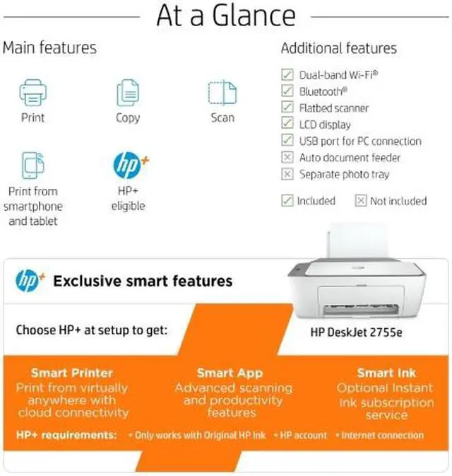 Alt view image 4 of 7 - HP DeskJet 2755e All-in-One Inkjet Printer, Color Mobile Print, Copy, Scan Up to - OEM