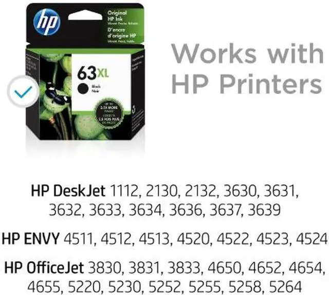 Alt view image 3 of 7 - HP 63XL High Yield Black Original Ink Cartridge, ~430 pages, F6U64AN#140