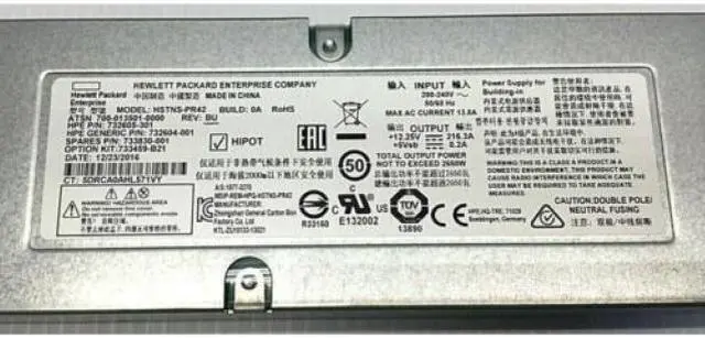 Alt view image 2 of 2 - 733459-B21/733830-001/732605-301/732604-001/HSTNS-PR42-HPE 2650W PLATINUM PSU