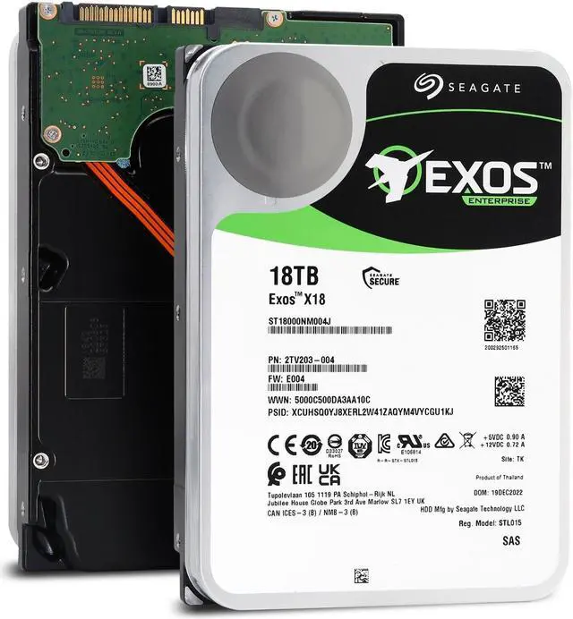 Main image of (NOT FOR HOME PC!) Seagate Exos X18 18TB SAS 12Gb/s 7200RPM 3.5" Server HDD (ST18000NM004J) - OEM