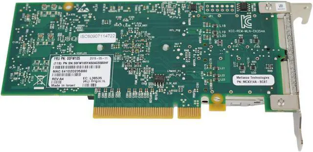 Alt view image 3 of 3 - IBM 00FW105 Mellanox MCX314A-BCBT ConnectX-3 40GbE Dual-Port QSFP+ PCIe NIC SFF