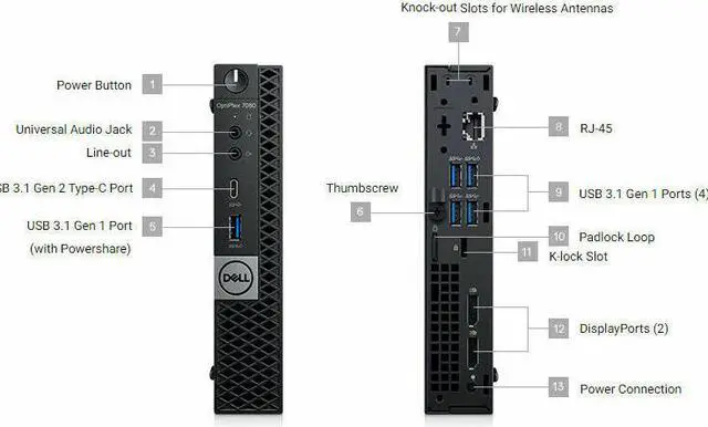 Alt view image 4 of 4 - Dell OptiPlex 7070 Micro PC Core i7-9700T 1.9 GHz 32GB DDR4 1tb SSD Win 11 Pro