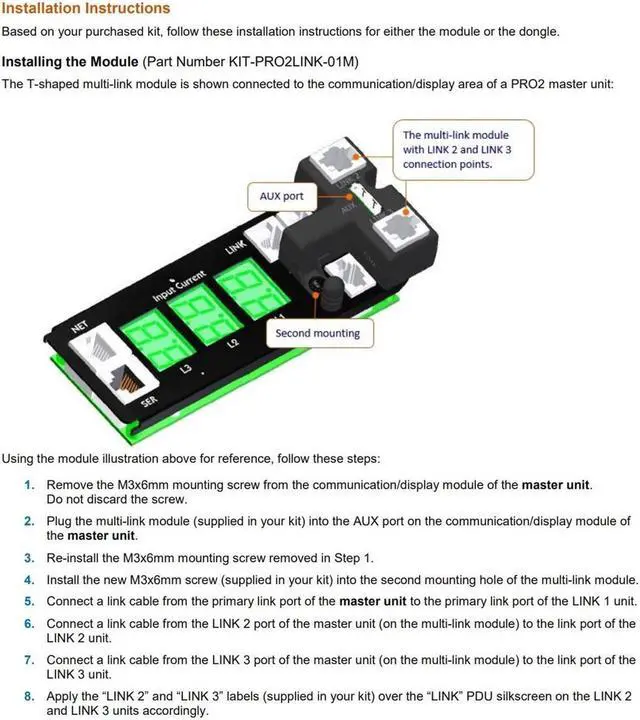 Alt view image 3 of 4 - Server Technology KIT-PRO2LINK-01M PRO2 Multi-Linking Module Kit for PRO2 PDUs