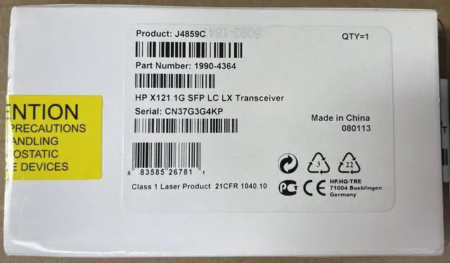 Alt view image 3 of 3 - J4859C GENUINE HPE HP 1000BASE-LX SFP 1310nm SEAL - OEM