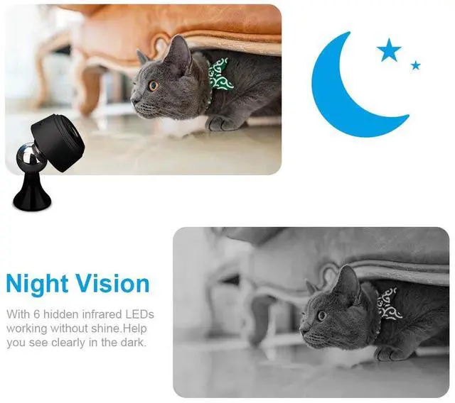 Alt view image 2 of 6 - Mini Spy Camera WiFi Hidden Camera AOBO Wireless HD 1080P Indoor Home Small Spy Cam Security Cameras/Nanny Cam Built-in Battery with Motion Detection/Night Vision For iPhone/Android Phone/iPad/PC