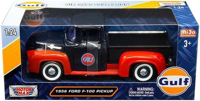 Main image of 1956 Ford F-100 Pickup Truck "Gulf" Dark Blue and Red 1/24 Diecast Model Car by Motormax