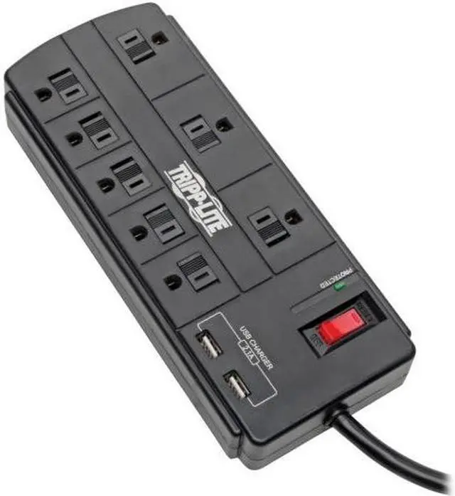 Main image of TRIPP LITE TLP88USBB 8.0 Feet 8 Outlets 1200 Joules Surge Protector
