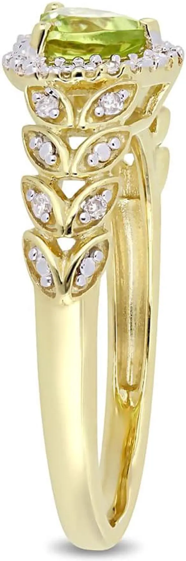Alt view image 3 of 4 - 1/2 Carat (cw) Natural Peridot Promise Heart Ring in 10K Yellow Gold with Diamonds