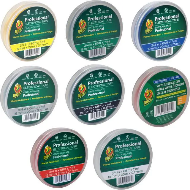 Alt view image 2 of 8 - Duck Brand Professional Electrical Tape [Canister Pack]: 3/4 in. x 66 ft. (Yellow) - OEM