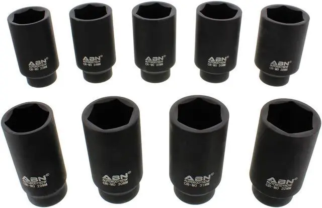 Alt view image 8 of 10 - ABN Axle Nut Socket 1/2" Inch Drive 9-Piece Metric Set for Vehicle 6pt Axle Nut