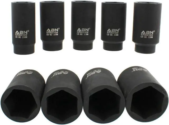 Alt view image 9 of 10 - ABN Axle Nut Socket 1/2" Inch Drive 9-Piece Metric Set for Vehicle 6pt Axle Nut