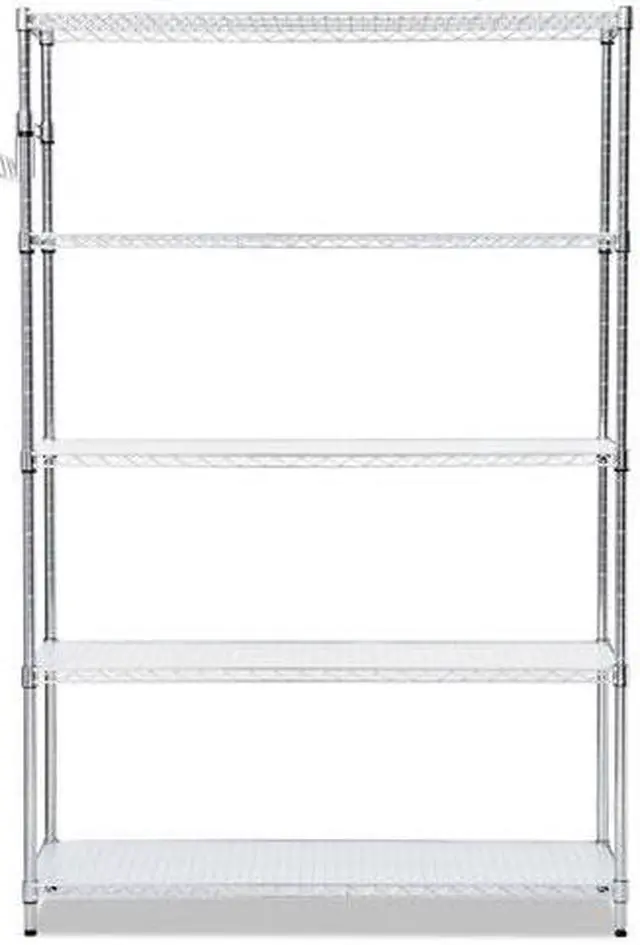 Alt view image 4 of 10 - Alera SW654818SR 5-Shelf Wire Shelving Kit with Casters & Shelf Liners, 72 x 48 x 18 in. - Silver