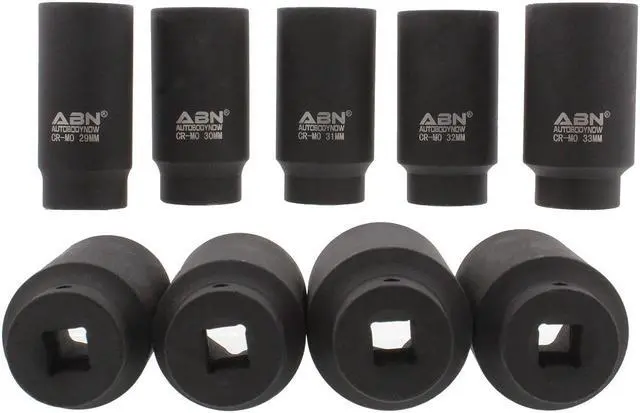 Alt view image 10 of 10 - ABN Axle Nut Socket 1/2" Inch Drive 9-Piece Metric Set for Vehicle 6pt Axle Nut