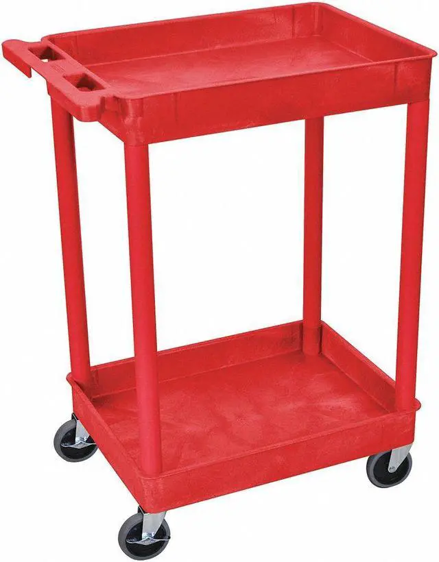 Alt view image 2 of 4 - Luxor RDSTC11RD Two Level Serving Cart - Red
