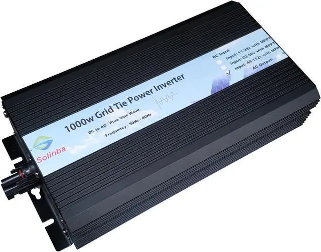 Alt view image 4 of 5 - Solinba 1000w on grid tie pure sine wave power inverter DC46-114v to AC 90-130v, 46-65Hz, USA plug, black color