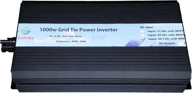 Alt view image 3 of 5 - Solinba 1000w on grid tie pure sine wave power inverter DC46-114v to AC 90-130v, 46-65Hz, USA plug, black color