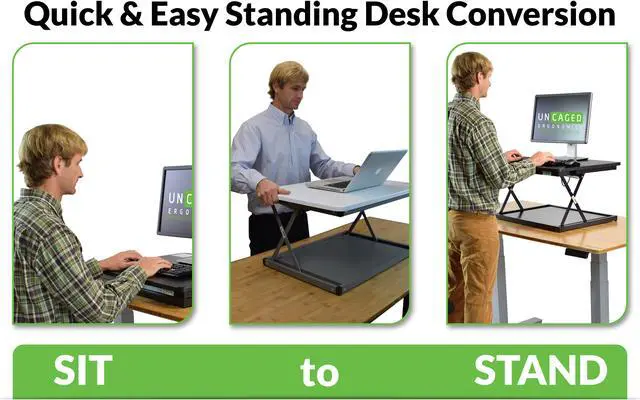Alt view image 7 of 7 - CHANGEdesk Mini Desktop Standing Desk Converter - Adjustable Height Standing Desk Riser for sitting or standing Portable Standing Desk extender Stand Up Desk Riser Sit Stand Desk Converter for laptops