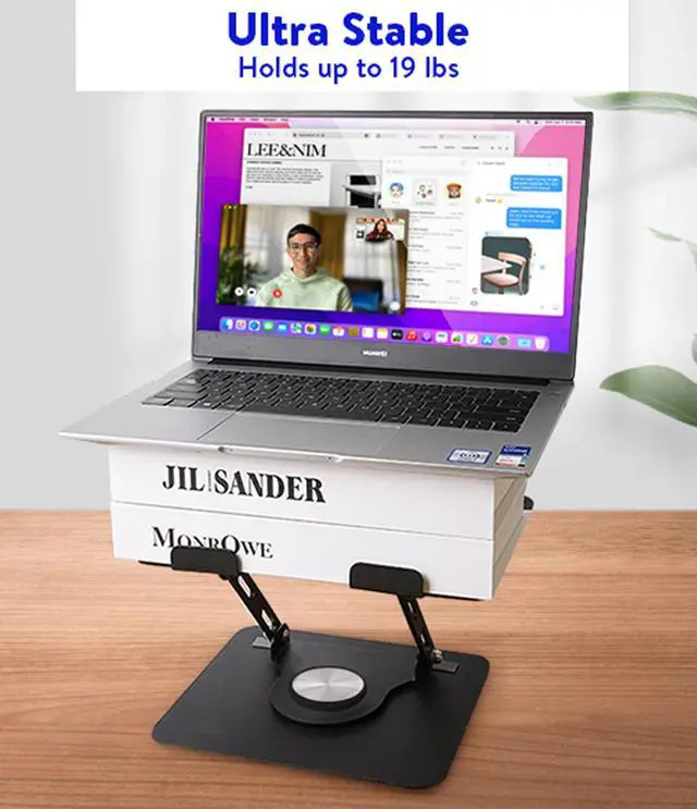Alt view image 2 of 7 - Swivel Laptop Stand for Desk – Adjustable Laptop Stand for Desk 360 Rotation – Raise, tilt, Rotate, Cool laptops with This Ergonomic Laptop Riser for Desk ipad Stand Laptop Cooling pad (Black)