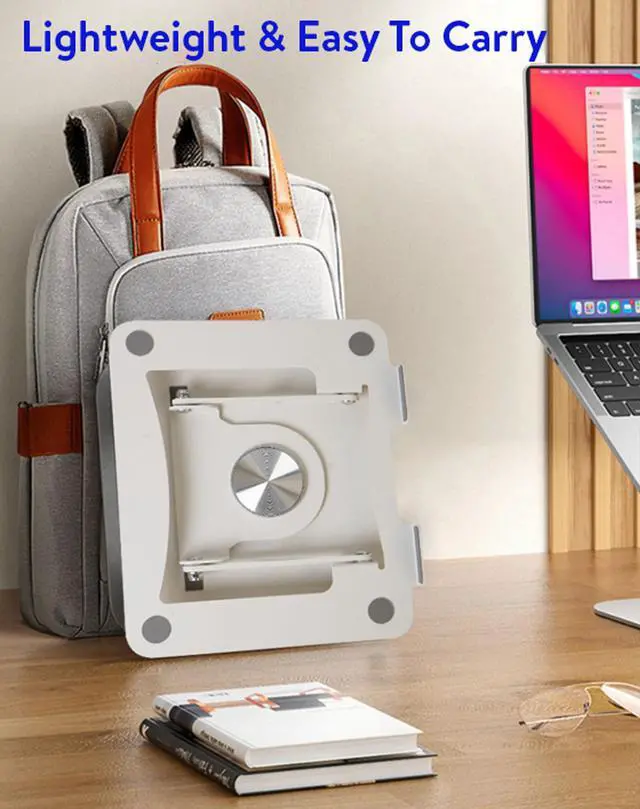 Alt view image 3 of 7 - Swivel Laptop Stand for Desk – Adjustable Laptop Stand for Desk 360 Rotation – Raise, tilt, Rotate, Cool laptops with This Ergonomic Laptop Riser for Desk ipad Stand Laptop Cooling pad (White)