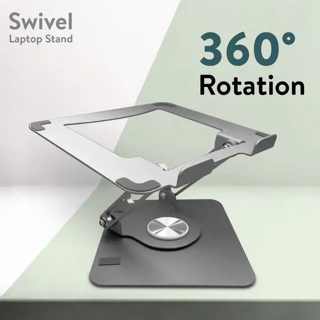 Alt view image 2 of 5 - Swivel Laptop Stand for Desk  Adjustable Laptop Stand for Desk 360 Rotation  Raise, tilt, Rotate, Cool laptops with This Ergonomic Laptop Riser for Desk ipad Stand Laptop Cooling pad (Space Gray)