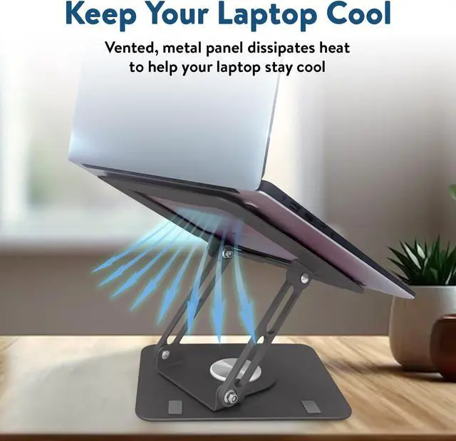 Alt view image 5 of 5 - Swivel Laptop Stand for Desk  Adjustable Laptop Stand for Desk 360 Rotation  Raise, tilt, Rotate, Cool laptops with This Ergonomic Laptop Riser for Desk ipad Stand Laptop Cooling pad (Space Gray)