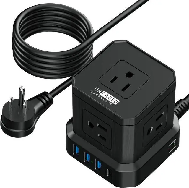 Main image of Cube Power Strips with Surge Protection, 10ft Extension Cord with Multiple Outlets, 5 AC Plugs + 3 USB + 1 USB-C Fast Charging Power Strip with USB Ports, Mountable On/Off Switch Charging Station