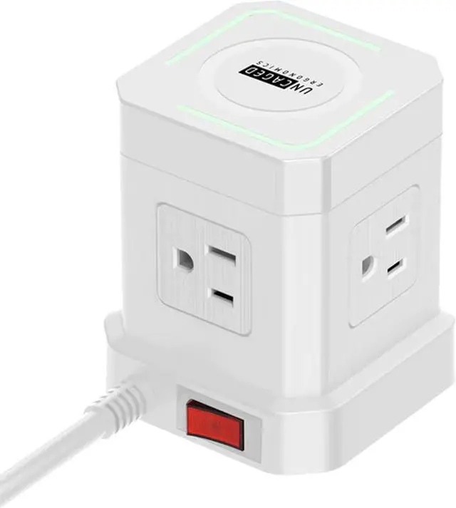 Alt view image 5 of 5 - Wireless Charger Cube Power Strip with USB Ports, Power Strips with Surge Protection, 10ft Extension Cord with Multiple Outlets, 4 AC Plugs + 3 USB + 1  USB-C Fast Charging, Mountable On/Off Switch