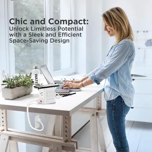 Alt view image 4 of 5 - Wireless Charger Cube Power Strip with USB Ports, Power Strips with Surge Protection, 10ft Extension Cord with Multiple Outlets, 4 AC Plugs + 3 USB + 1  USB-C Fast Charging, Mountable On/Off Switch