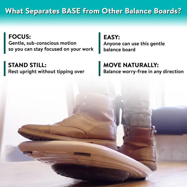 Alt view image 2 of 7 - BASE Standing Desk Balance Board  Office Wobble Board with Anti-Fatigue Mat gentle balance board standing desk mat balancing board rocker board accessories exercise equipment Improve Posture & Focus