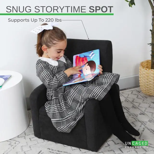 Alt view image 3 of 7 - STASH Comfy Kids Sofa Chair  cute toddler chair toy storage chest. Kids folding chair converts to an ottoman. Small toddler chairs for girls boys supports 200lbs! kids lounge chair kids chair comfy