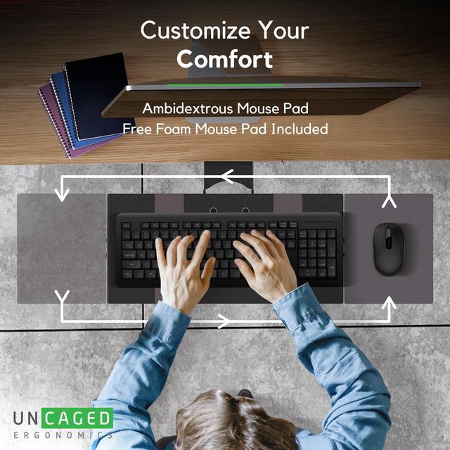 Alt view image 7 of 8 - KT1 Ergonomic Keyboard Tray Under Desk - Under Desk Keyboard Tray Slide Out with Adjustable Height and Tilt - Easy to Slide and Swivel 360 Degree - Keyboard Drawer with Adjustable Mouse Pad