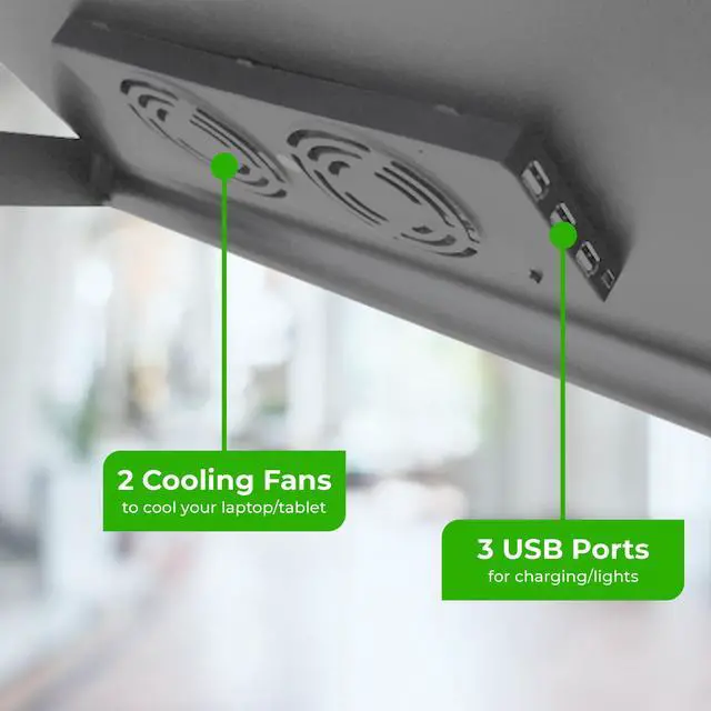 Alt view image 3 of 14 - WorkEZ Executive Laptop Cooling Stand Adjustable Laptop Desk for Bed foldable laptop stand with FAN USB Ports computer lap desk for laptop holder for bed laptop table ergonomic laptop stand for bed