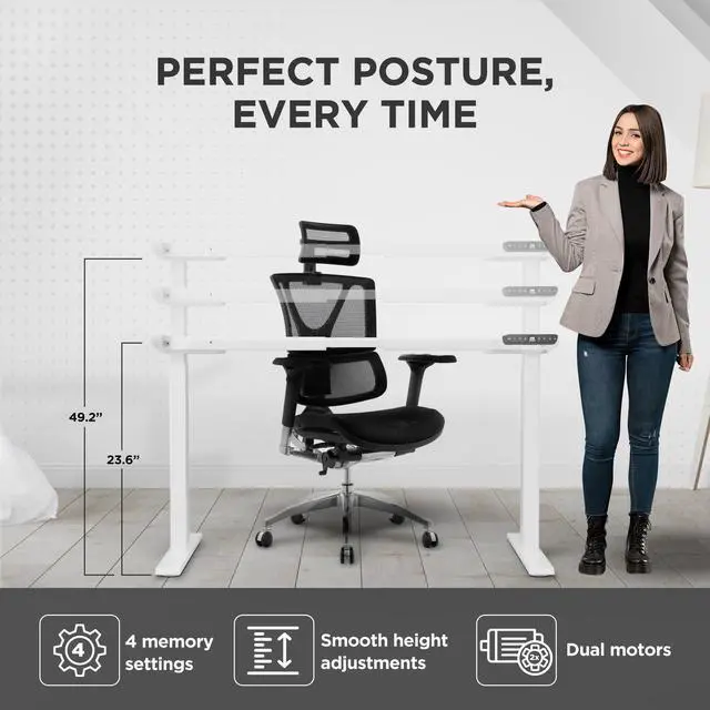 Alt view image 4 of 14 - Rise Up Standing Desk Legs  Dual Motor Standing Desk Frame with Memory Electric Standing Desk Frame Height Adjustable Table Legs for Sit Stand Desk Base Electronic Rising Desk