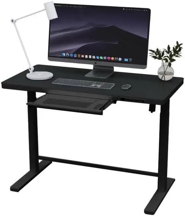 Alt view image 7 of 7 - Rise Up Glass Electric Standing Desk 23.7x 45.3 glass desktop adjustable height 27-46.3 sit stand-up ergonomic office computer workstation memory usb c charging ports outlets easy assembly black