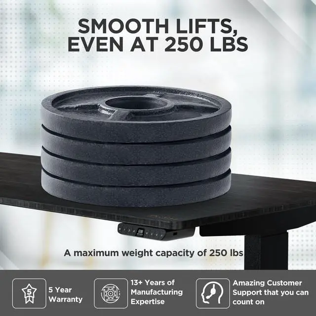 Alt view image 5 of 7 - RISE UP dual motor electric standing desk 60x30" black desktop premium ergonomic adjustable height sit stand up home office computer desk table motorized powered modern furniture small standup table