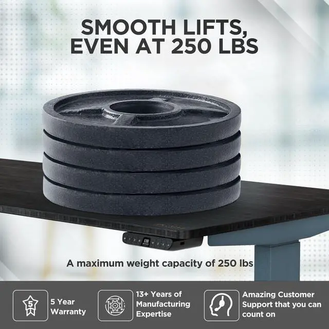 Alt view image 5 of 7 - RISE UP dual motor electric standing desk 60x30" black desktop premium ergonomic adjustable height sit stand up home office computer desk table motorized powered modern furniture small standup table