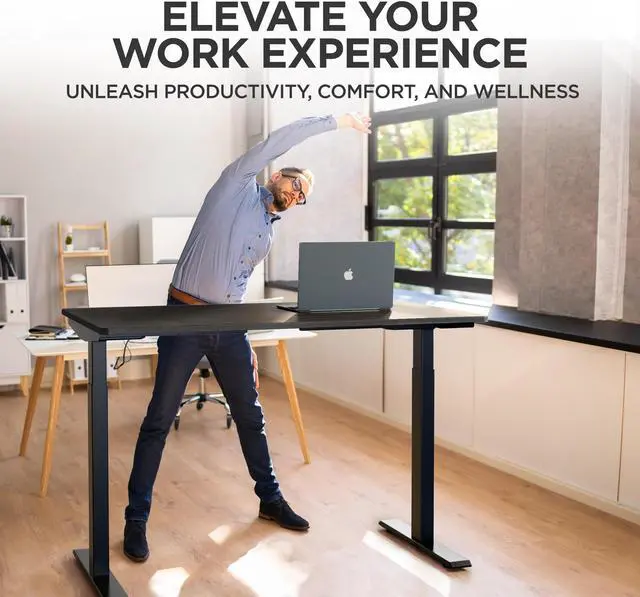Alt view image 3 of 7 - Rise UP Electric Standing Desk adjustable height desk 24-49" dual motor one piece 48x30" bamboo desktop height adjustable desk adjustable standing desk stand up desk sit to stand desk rising desk