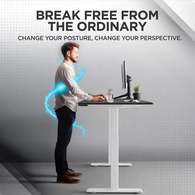 Alt view image 2 of 7 - Rise UP Electric Standing Desk adjustable height desk 24-49" dual motor one piece 48x30" bamboo desktop height adjustable desk adjustable standing desk stand up desk sit to stand desk rising desk