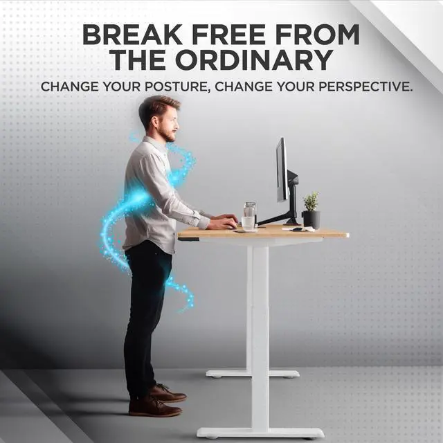 Alt view image 2 of 7 - Rise UP Electric Standing Desk adjustable height desk 24-49" dual motor one piece 48x30" bamboo desktop height adjustable desk adjustable standing desk stand up desk sit to stand desk rising desk