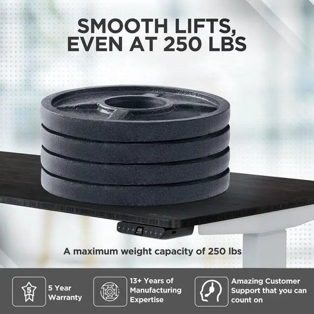 Alt view image 5 of 7 - RISE UP dual motor electric standing desk 48x30" black desktop premium ergonomic adjustable height sit stand up home office computer desk table motorized powered modern furniture small standup table