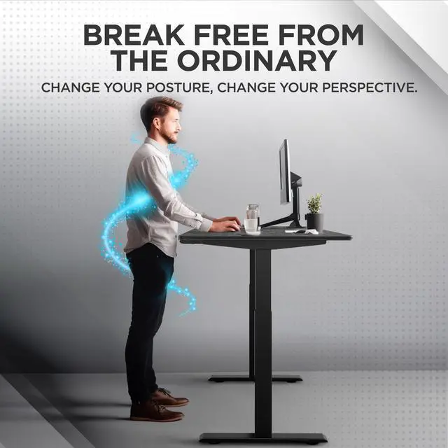 Alt view image 2 of 7 - Rise UP Electric Standing Desk adjustable height desk 27-47" dual motor one piece 60x30" bamboo desktop height adjustable desk adjustable standing desk stand up desk sit to stand desk rising desk
