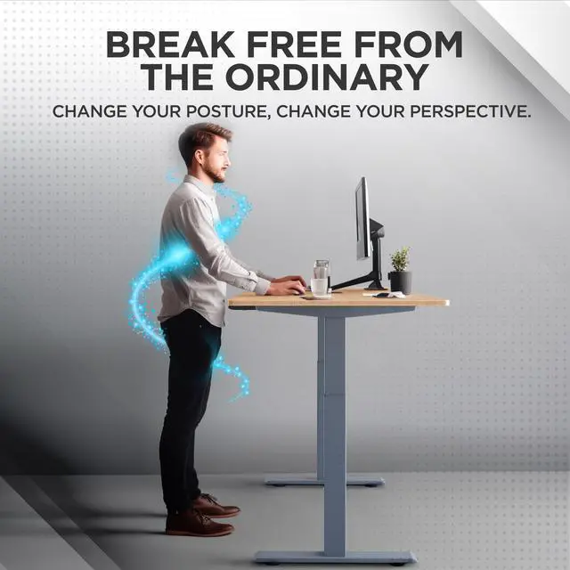 Alt view image 2 of 7 - Rise UP Electric Standing Desk adjustable height desk 27-47" dual motor one piece 60x30" bamboo desktop height adjustable desk adjustable standing desk stand up desk sit to stand desk rising desk