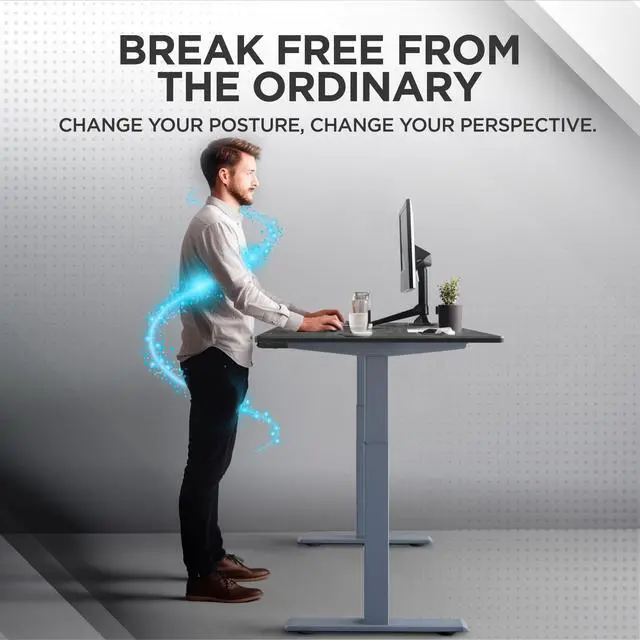 Alt view image 2 of 7 - Rise UP Electric Standing Desk adjustable height desk 27-47" dual motor one piece 48x30" bamboo desktop height adjustable desk adjustable standing desk stand up desk sit to stand desk rising desk