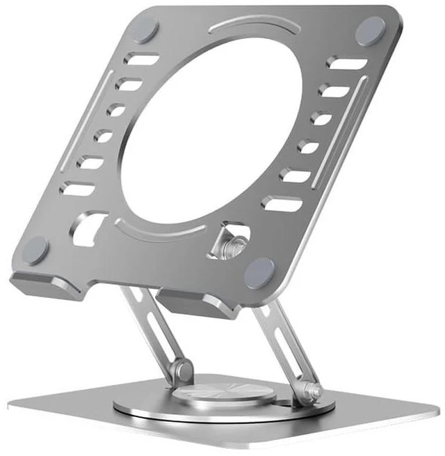 Main image of Adjustable Swivel Laptop Stand for Desk - 360° Rotating Steel Laptop Riser with Height & Tilt, Fits up to 16 Inches