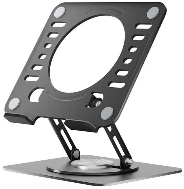 Main image of Adjustable Swivel Laptop Stand for Desk - 360° Rotating Steel Laptop Riser with Height & Tilt, Fits up to 16 Inches