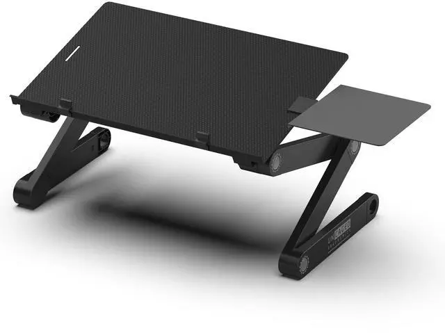 Main image of Adjustable Laptop Stand and Lap Desk for Bed, Couch and Desk - WorkEZ Best Aluminum Laptop Table with Mouse Pad, Black