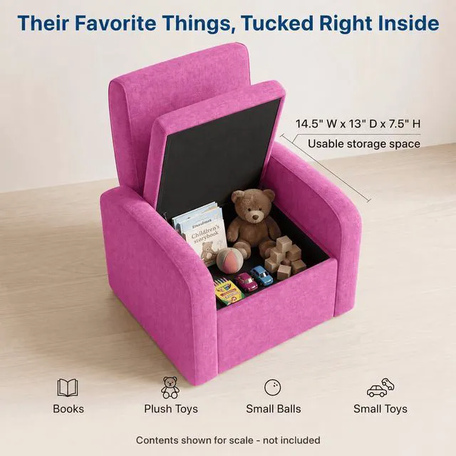 Alt view image 6 of 7 - STASH 3-in-1 Kids Chair with Storage, Upholstered Seat and Fold-Down Ottoman