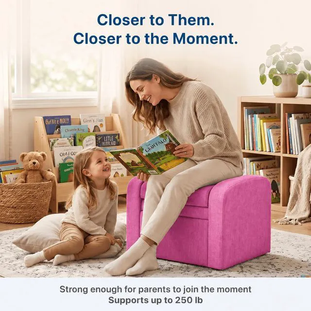 Alt view image 5 of 7 - STASH 3-in-1 Kids Chair with Storage, Upholstered Seat and Fold-Down Ottoman